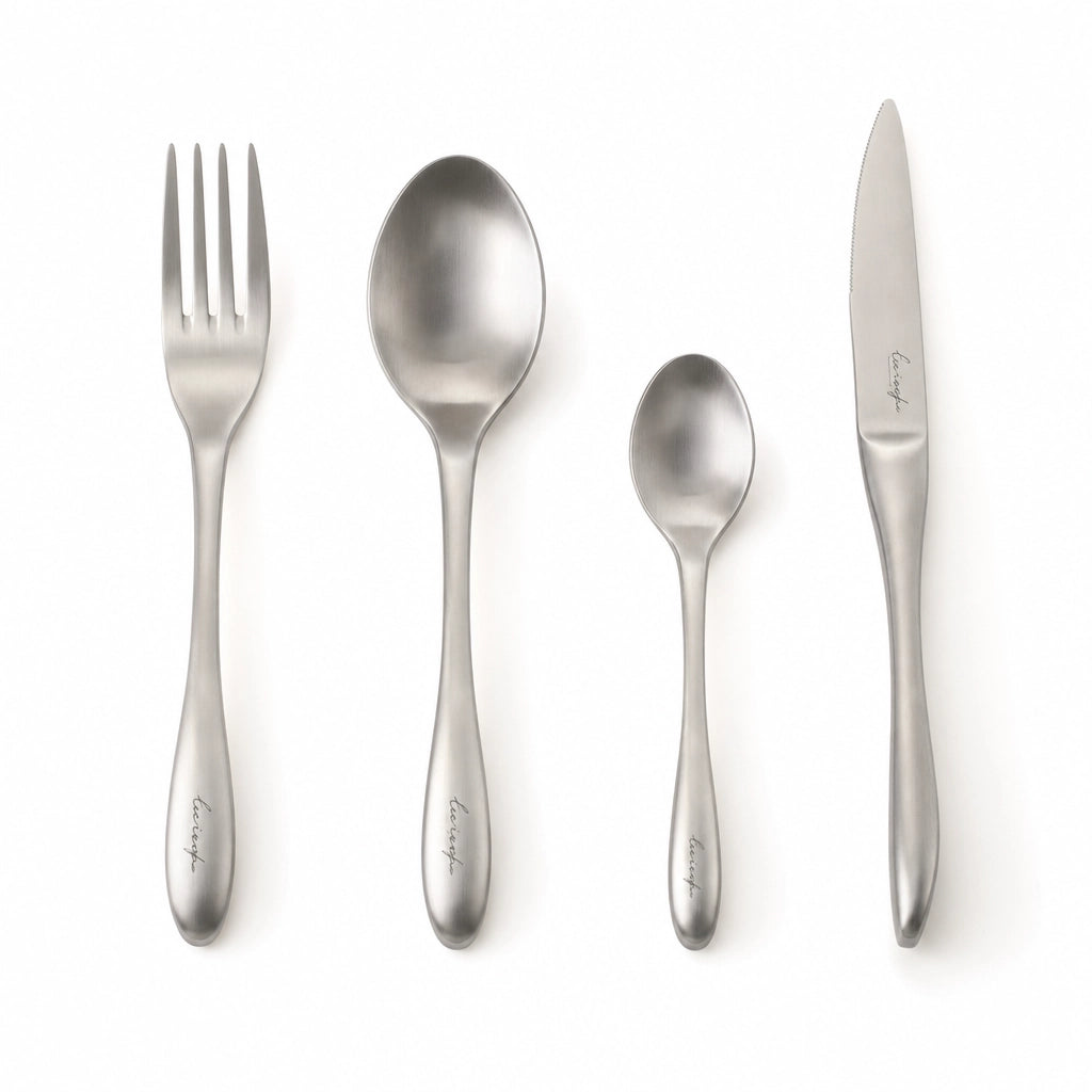 Set 4 couverts Velours - Packshot 3/4 fond blanc 4 couverts alignes
