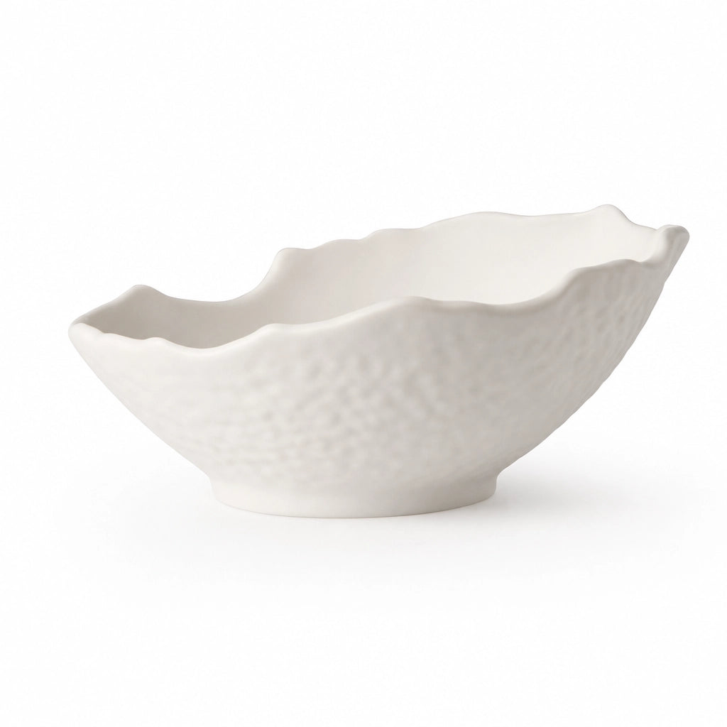 Bol Onde Albatre - Packshot 3/4 fond blanc porcelaine ivoire mate