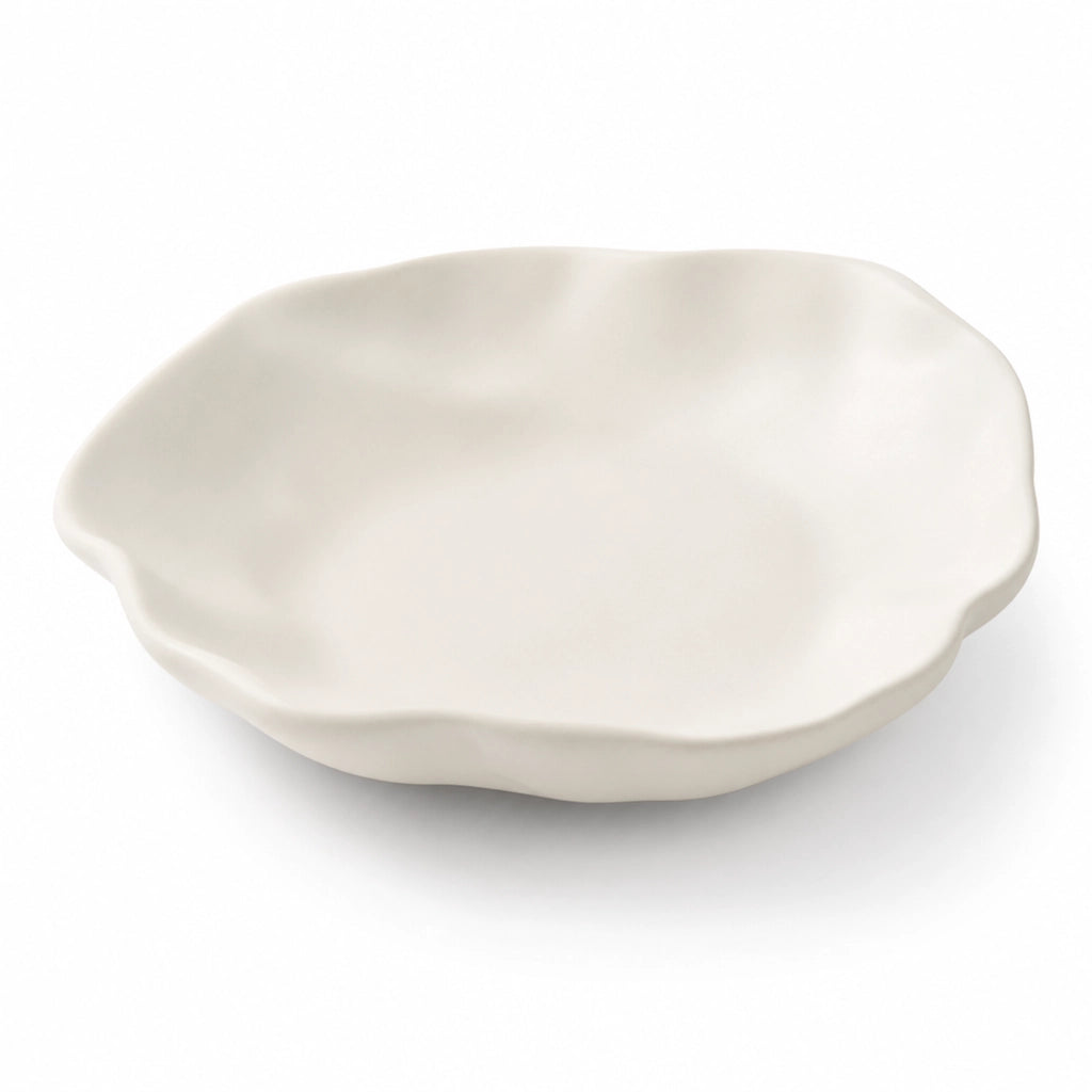 Assiette creuse Vague Albatre - Packshot 3/4 fond blanc