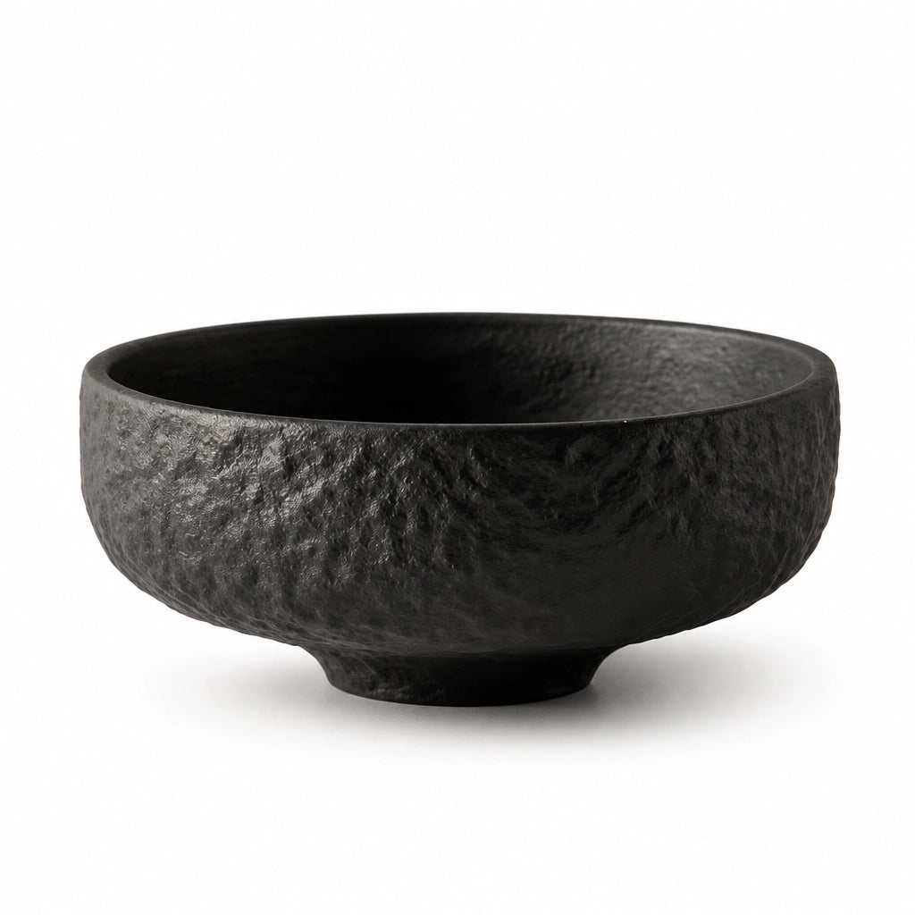 Bol Pierre Onyx - Packshot 3/4 fond blanc porcelaine noire mate