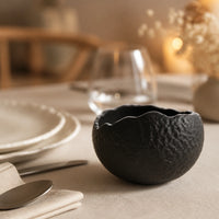 Bol Galet Onyx - Editorial diner flou - table dressee porcelaine verre couvert