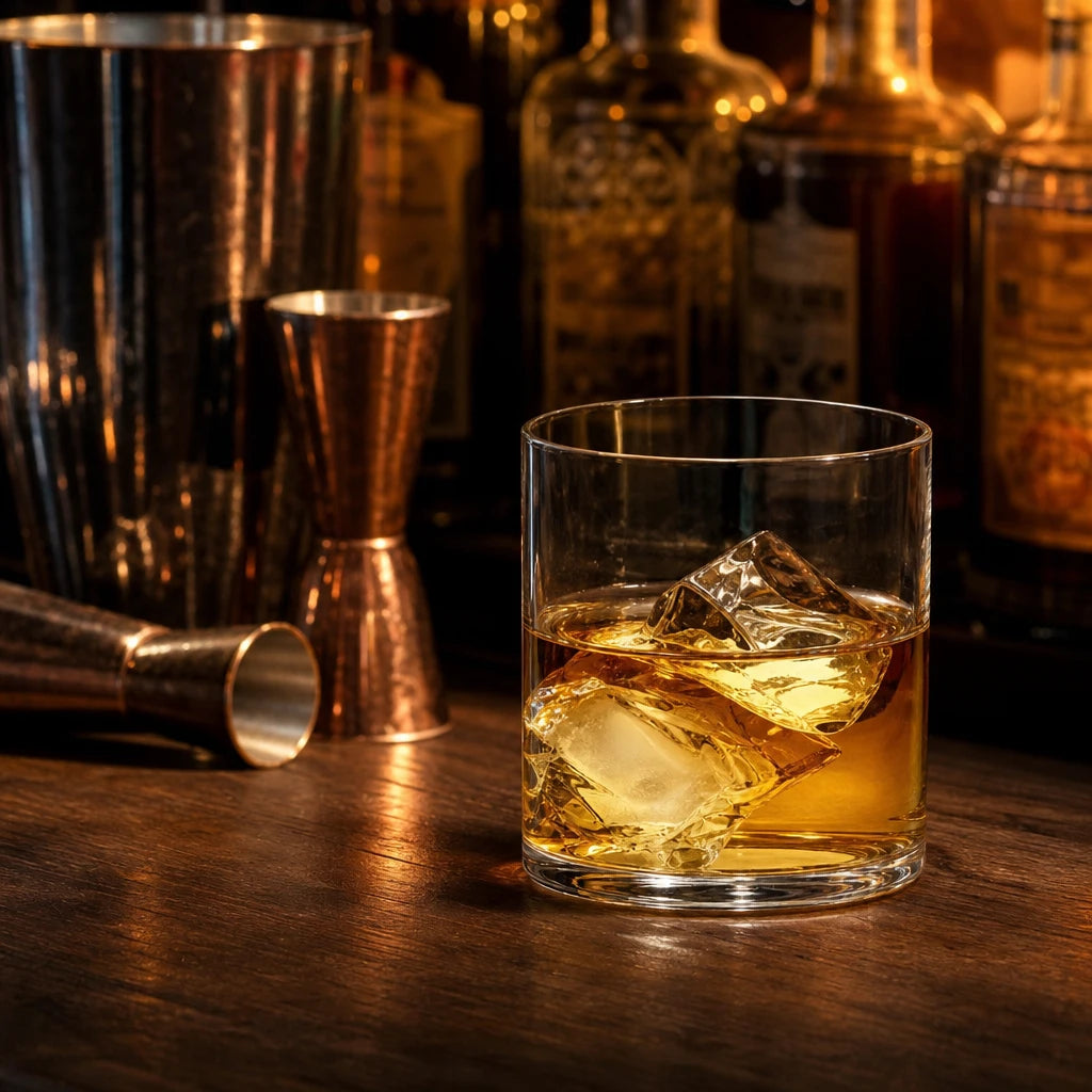 Set 4 verres Pur Tumbler - Bar mixologie nuit jiggers cuivre