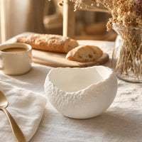 Bol Galet Albatre - Matinal petit-dejeuner - tasse cafe creme baguette fleurs sechees