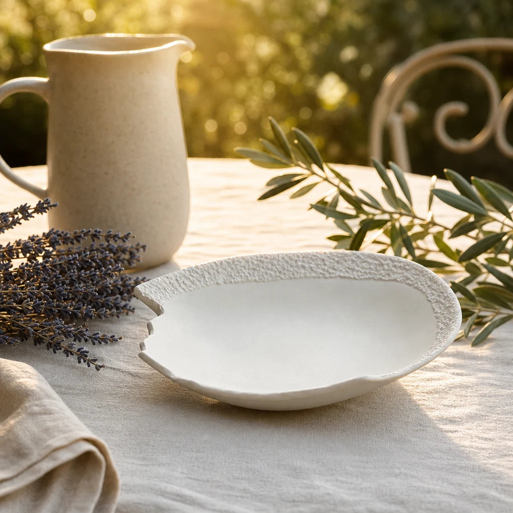 Assiette creuse Roche Albatre - Table jardin Provence lavande olivier