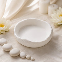 Assiette creuse Vasque Albatre - Table spa zen galets lotus bougies
