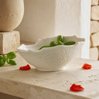 Saladier Onde Albatre - Pierre calcaire basilic petale coquelicot