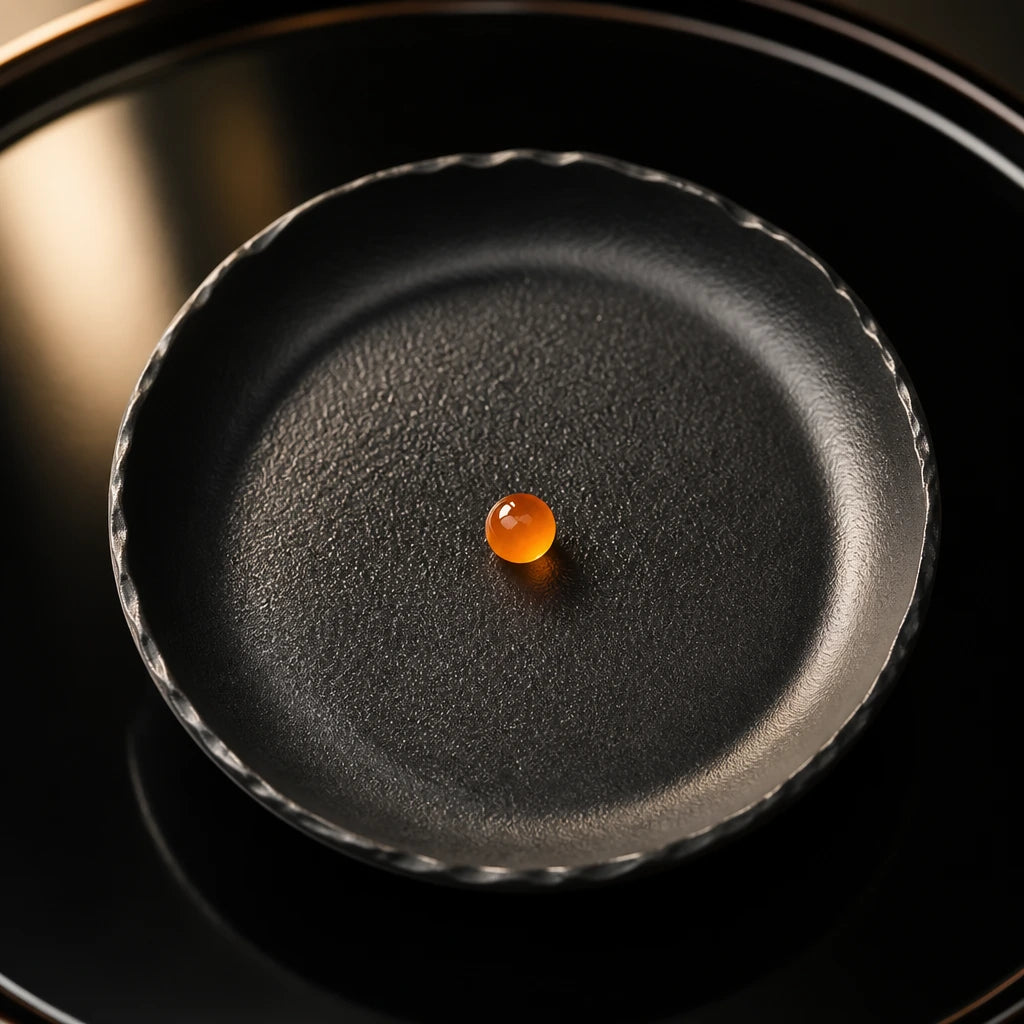Assiette Halo Onyx - Plateau laque noir oeuf saumon orange