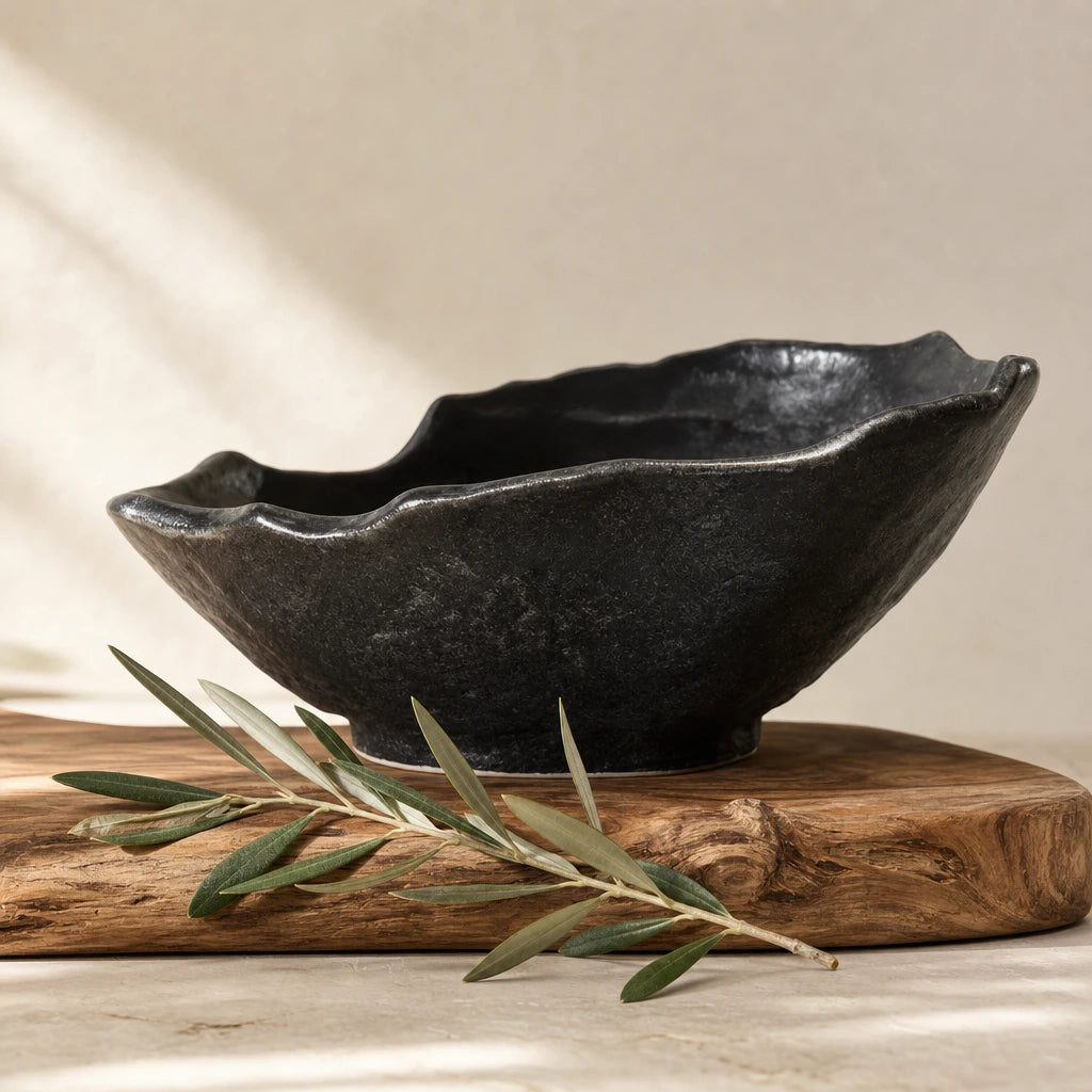 Saladier Onde Onyx - Planche bois d'olivier branche