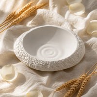 Assiette Voile Albatre - Lin blanc froisse blé pétales rose