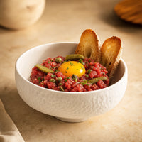 Bol Pierre Albatre - Tartare boeuf jaune oeuf capres toasts