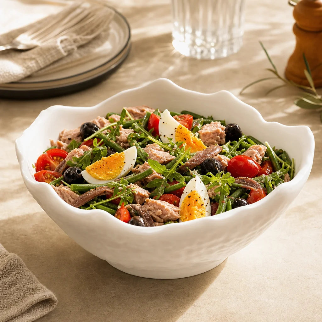 Saladier Onde Albatre - Salade nicoise oeuf thon olives haricots