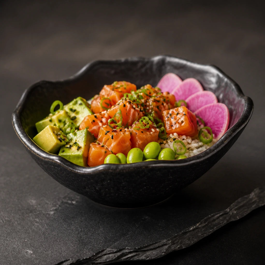 Bol Onde Onyx - Poke bowl saumon avocat edamame radis sesame oignon vert