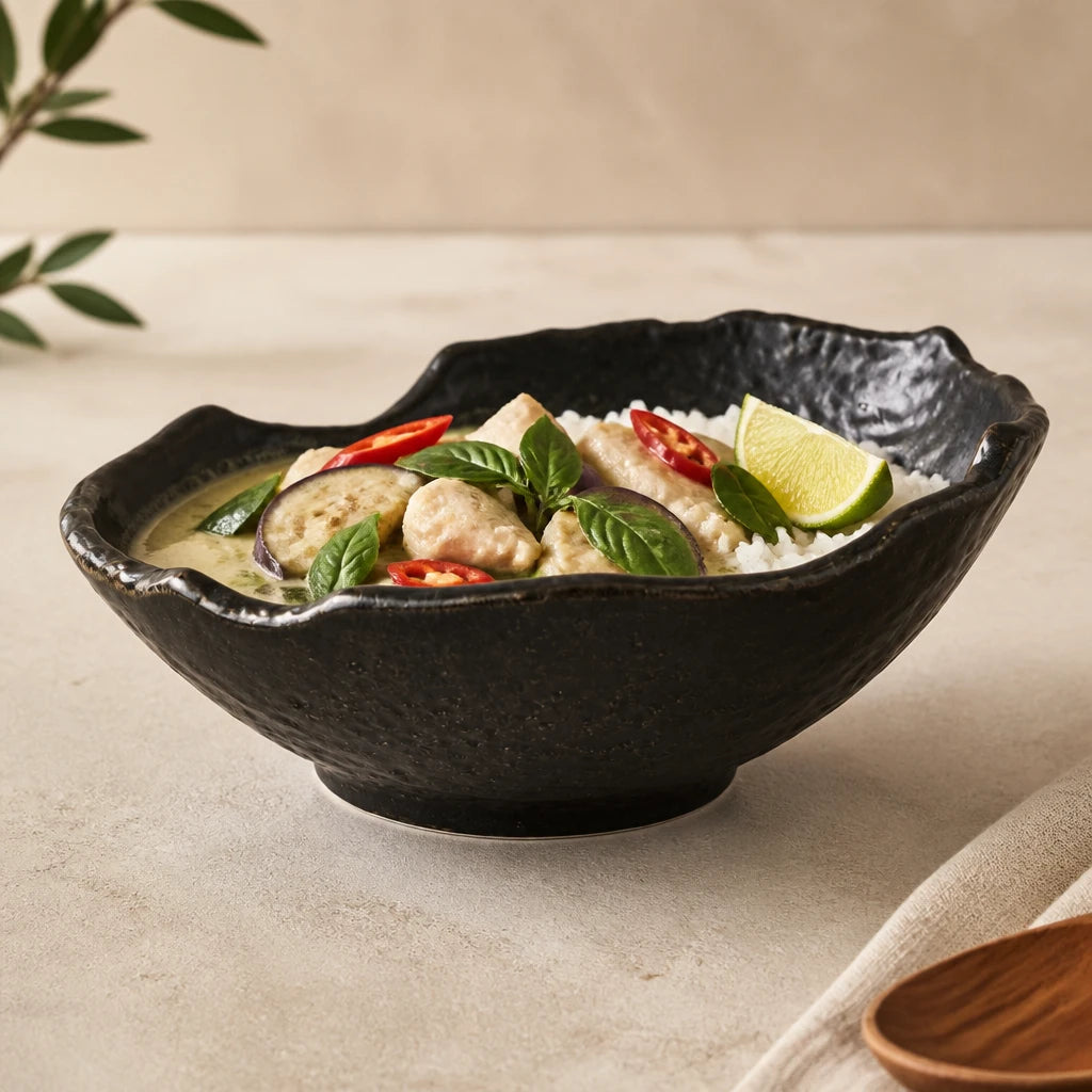 Bol Onde Onyx - Curry vert thai poulet aubergine basilic riz jasmin