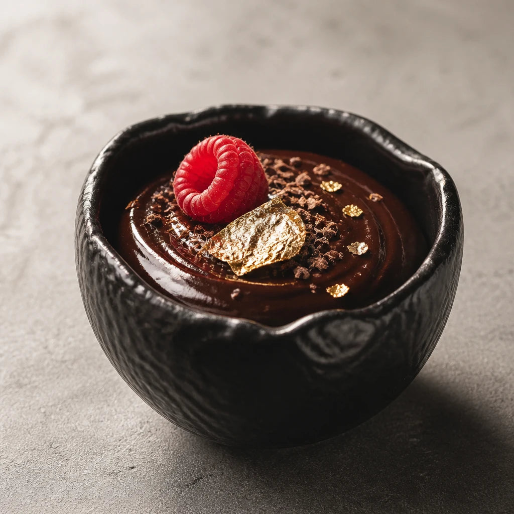 Bol Source Onyx - Ganache chocolat noir copeaux feuille or framboise
