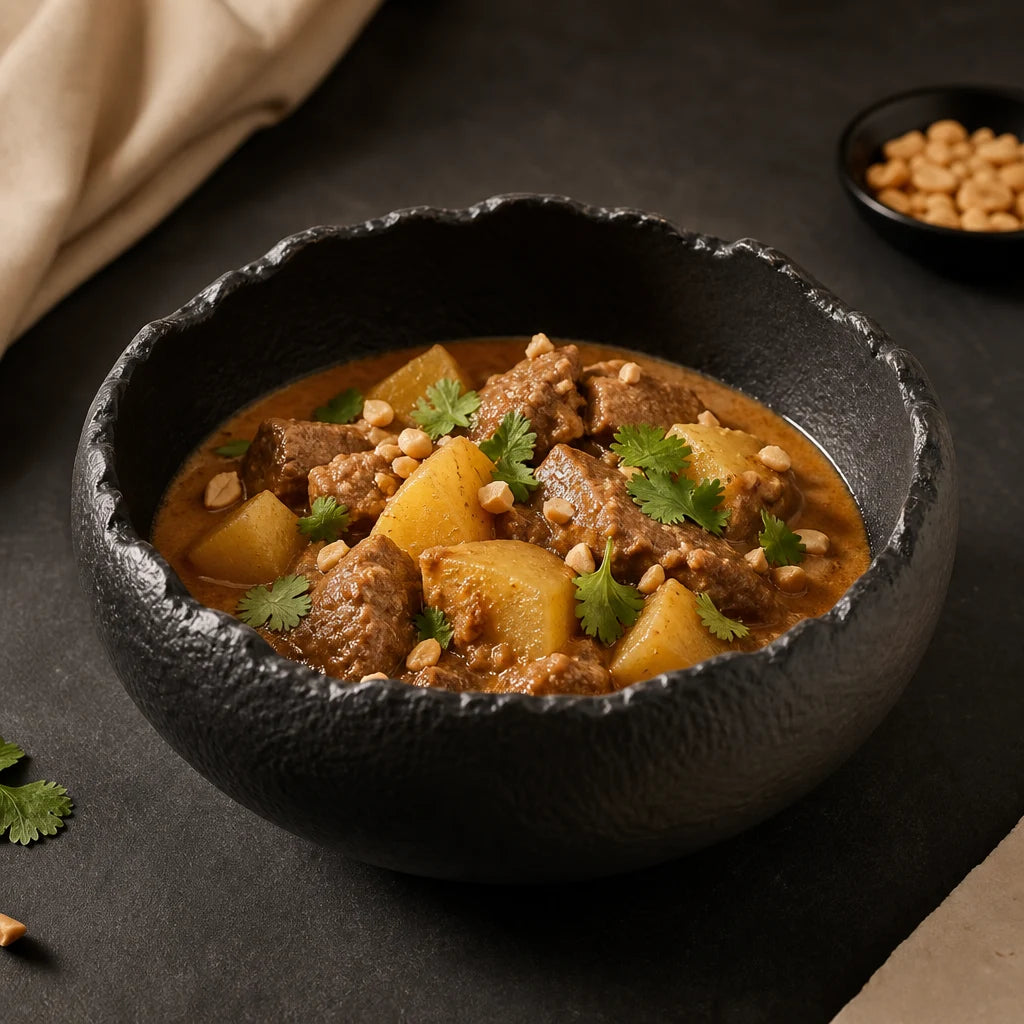 Assiette creuse Vasque Onyx - Curry massaman thai boeuf arachides