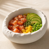 Assiette creuse Vasque Albatre - Poke bowl saumon avocat mangue edamame
